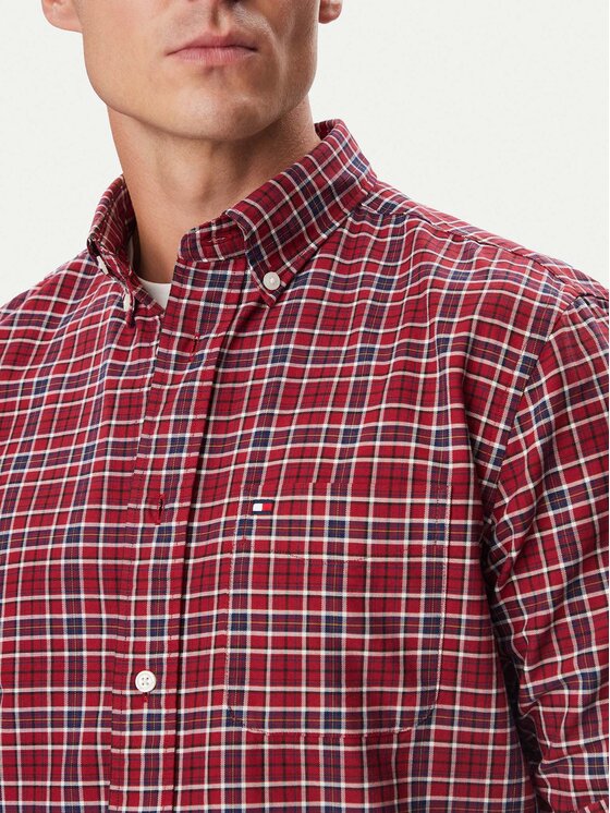Tommy Hilfiger Tommy Hilfiger Koszula Oxford Tartan MW0MW44620 Czerwony Regular Fit