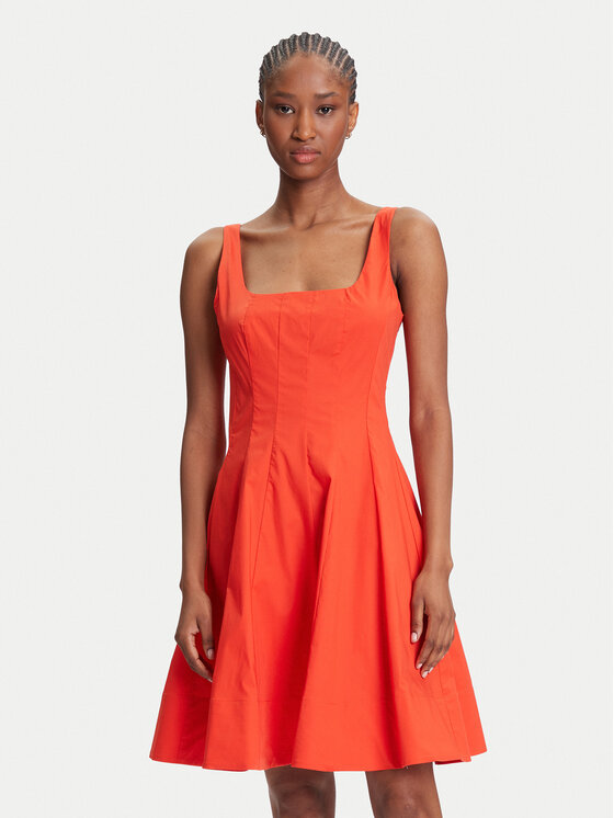 STAUD STAUD Každodenní šaty Mini Wells R25S2249PO Oranžová Slim Fit