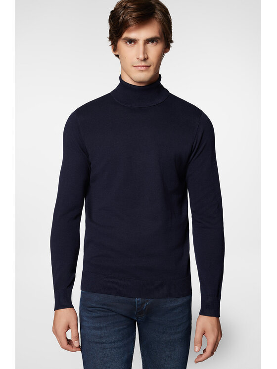 Próchnik Próchnik Golf Golf Ciemnogranatowy Bawełniany PM5 SW073224000018 Granatowy Slim Fit