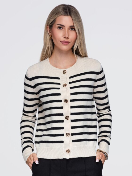 Ombre Ombre Kardigan OW-SW-E0026 Beżowy Regular Fit