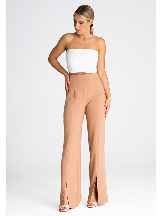 FIGL FIGL Dámské kalhoty M955 Hnědá Regular Fit