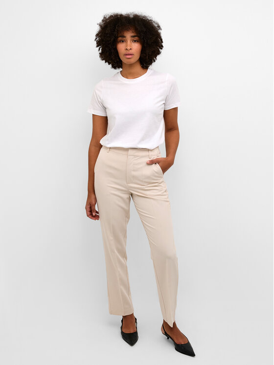 Kaffe Kaffe Kalhoty z materiálu Sakura 10507770 Écru Regular Fit