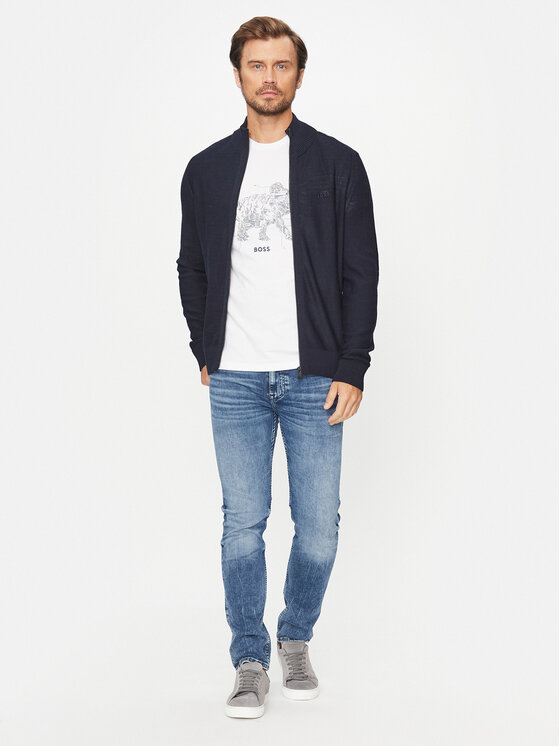 BOSS Boss Sweter Avac_Fz 50501750 Granatowy Regular Fit