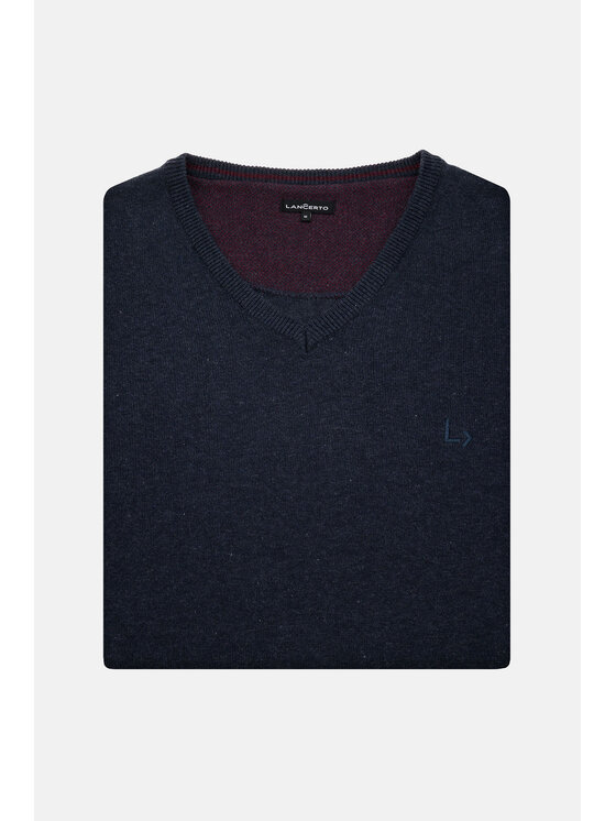 Lancerto Lancerto Sweter Harrison SW073123000007 Granatowy Slim Fit