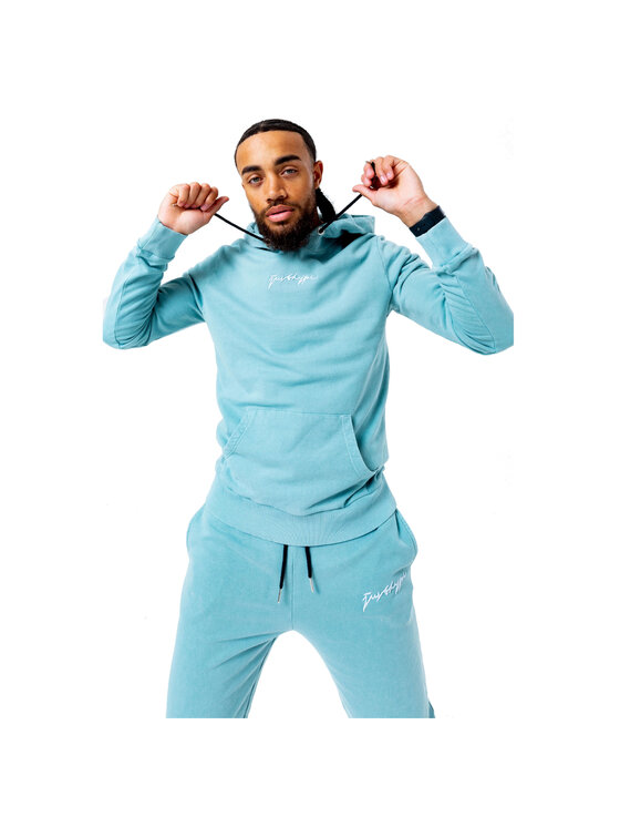 HYPE HYPE Felpa Justhype Acid Wash Hoody Blu Regular Fit