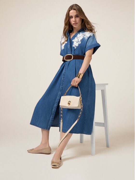 Oltre Oltre Vestito da giorno 7700J000791N024 Turchese A-Line Fit