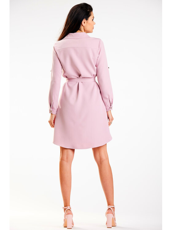 Awama Awama Sukienka letnia A568 Różowy Basic Fit