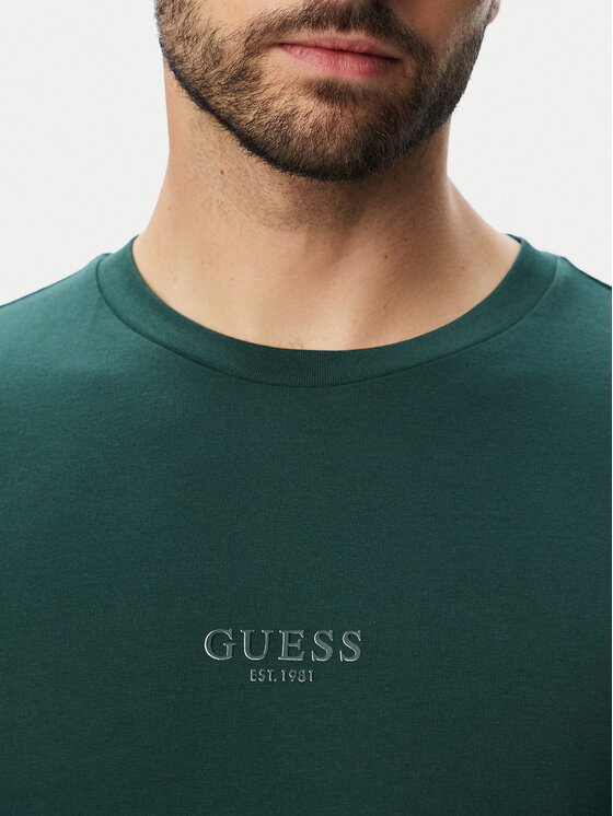 Guess Guess Тишърт M2YI72 I3Z14 Тъмнозелен Slim Fit