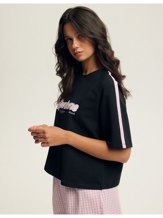 Esotiq Esotiq T-Shirt 43759 Czarny Oversize