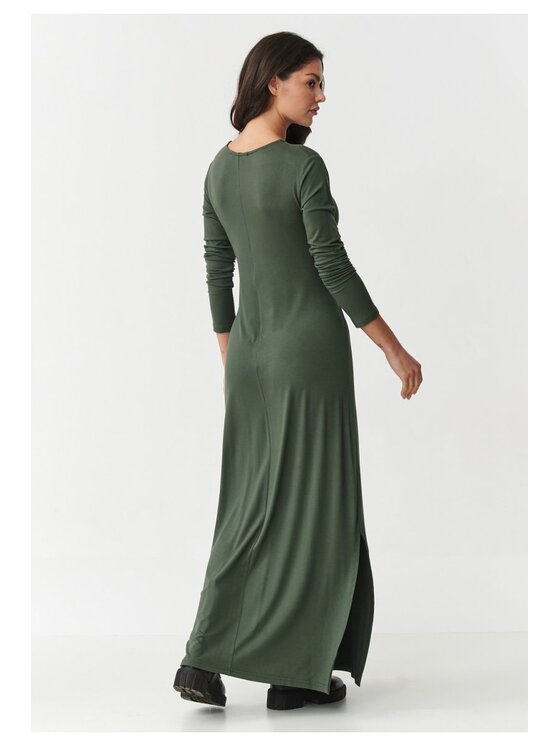Makadamia Makadamia Sukienka dzianinowa M894 Khaki A-Line Fit