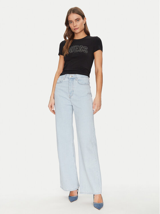 Guess Guess T-Shirt W5GI04 J1314 Černá Slim Fit
