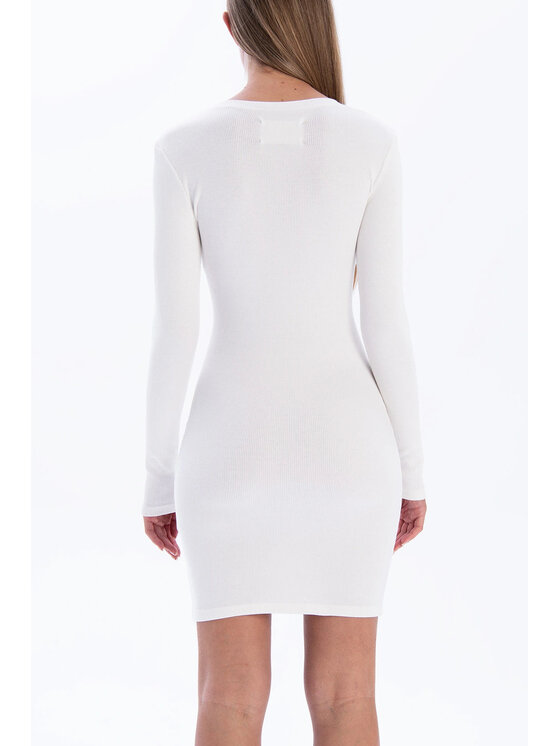 Nudyess Nudyess Úpletové šaty Eos Mini z prążka Écru Fitted Fit