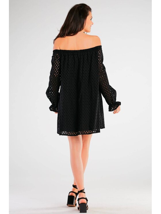 Awama Awama Sukienka letnia A435 Czarny Basic Fit