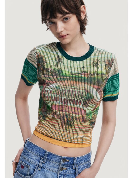 Desigual Desigual T-Shirt TS_AFRICA Πράσινο Shirt Fit