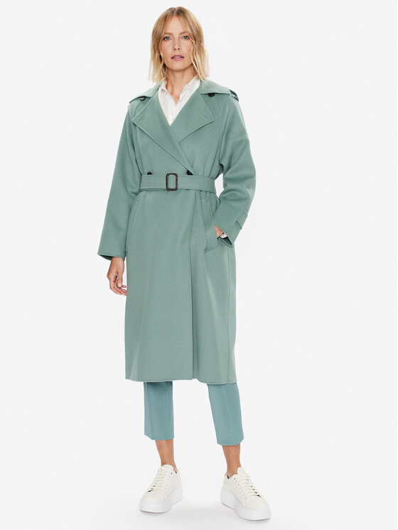 Weekend Max Mara Weekend Max Mara Płaszcz wełniany Cobalto 2350110137 Zielony Regular Fit