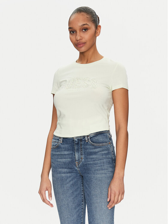 Guess Guess Tricou W5GI04 J1314 Galben Slim Fit