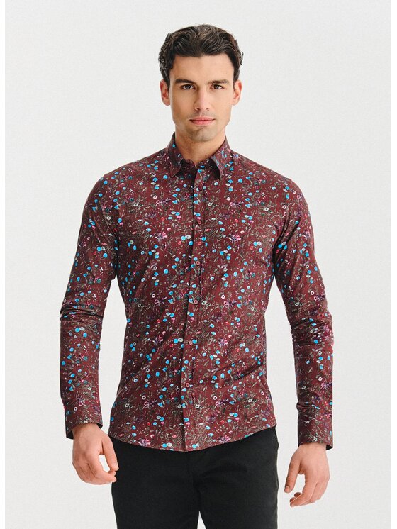 Pako Lorente Pako Lorente Koszula P25WF-1X-046 Bordowy Slim Fit