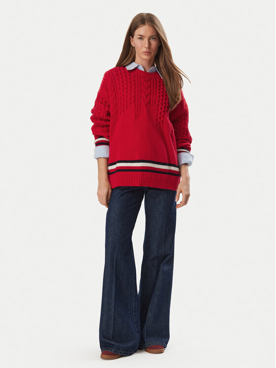 Tommy Jeans Tommy Jeans Sweter DW0DW23353 Czerwony Oversize