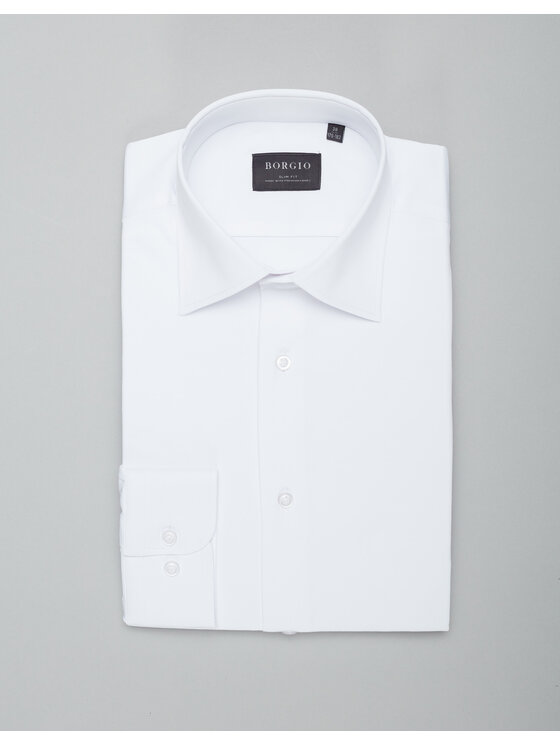 Borgio Borgio Koszula lumia Biały Slim Fit