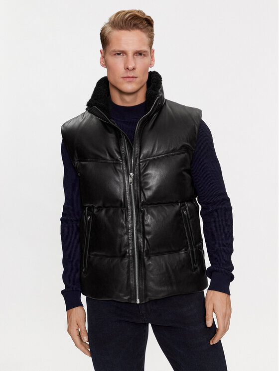 BOSS Boss Кожено яке Mufaro 50504925 Черен Regular Fit
