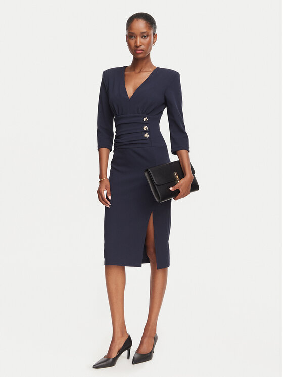 Rinascimento Rinascimento Sukienka koktajlowa CFC0020495002 Granatowy Slim Fit