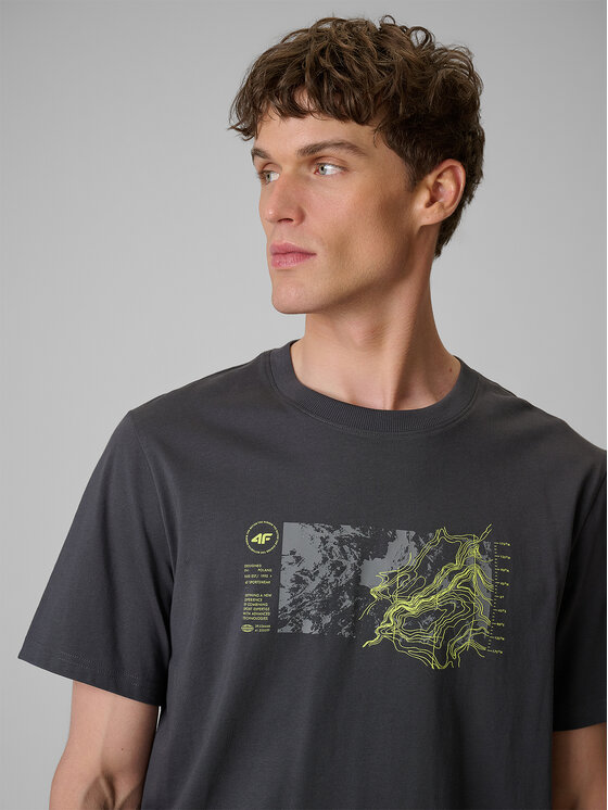 4F 4F T-Shirt TREKKING Szary ciemny Regular Fit