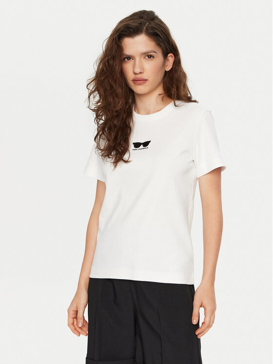 KARL LAGERFELD KARL LAGERFELD Tricou A1W17021 Alb Regular Fit