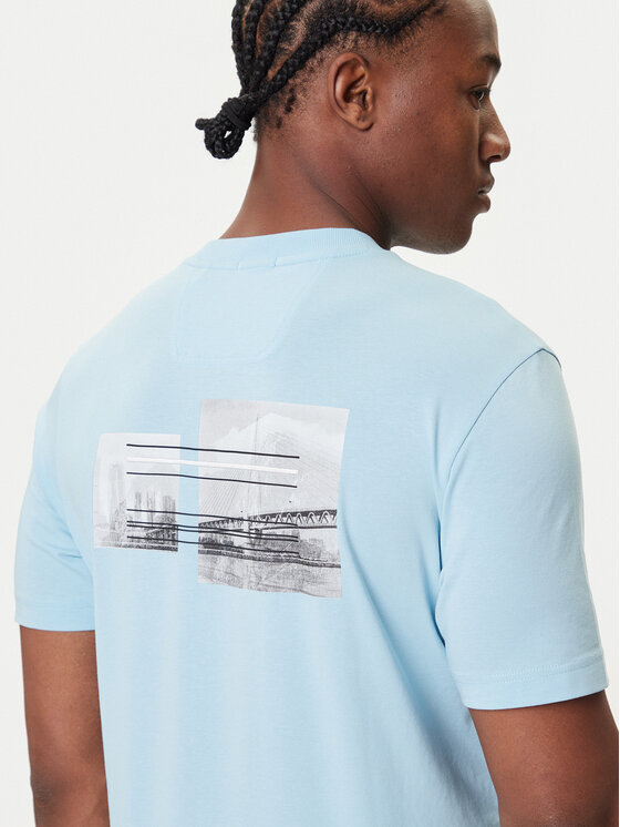 BOSS BOSS Tricou Photoprint 50545869 Albastru celest Relaxed Fit