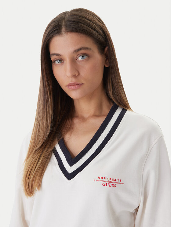 Guess Guess Bluză GUESS x NORTH SAILS W6GQ11 K3480 Écru Regular Fit