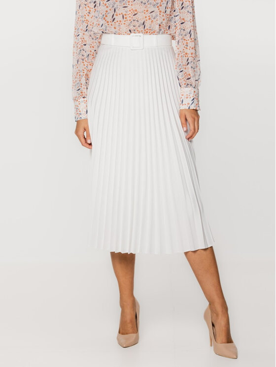 Willsoor Willsoor Spódnica plisowana 67359 Biały A-Line Fit
