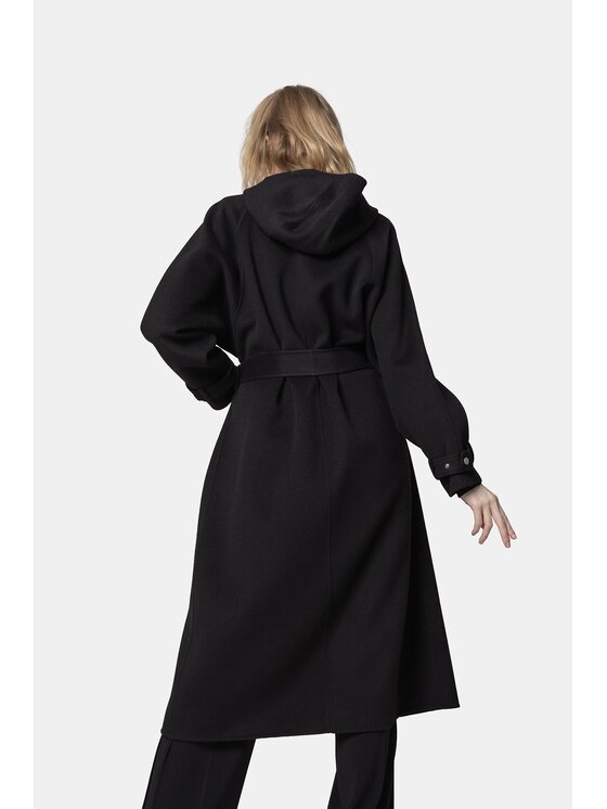 PINKO PINKO Płaszcz wełniany Cartoccio Cappotto Czarny Regular Fit