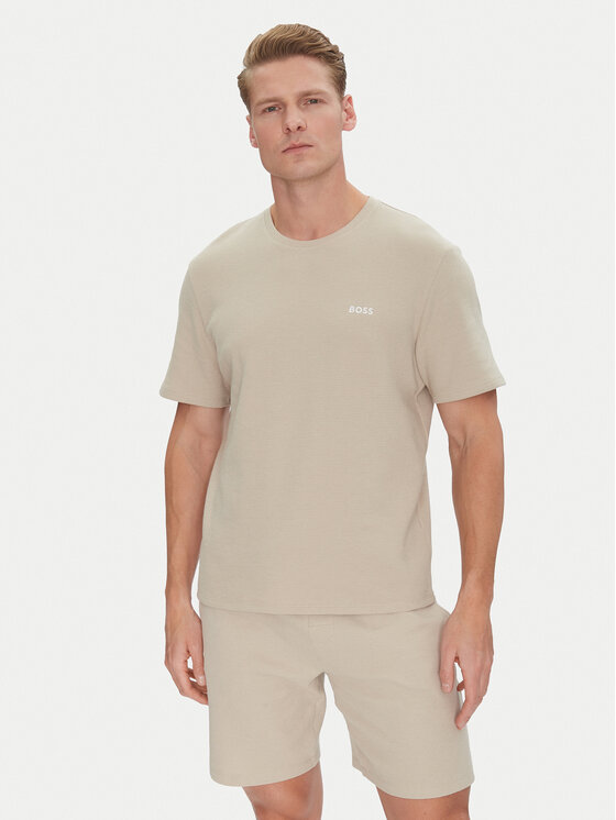 BOSS BOSS T-Shirt Waffle 50535891 Beżowy Regular Fit