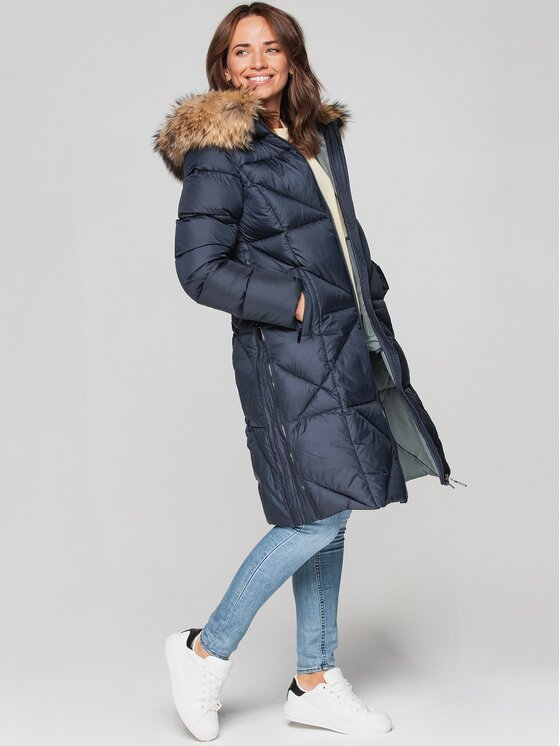 Perso Perso Zimní kabát BLH211018F Tmavomodrá Regular Fit