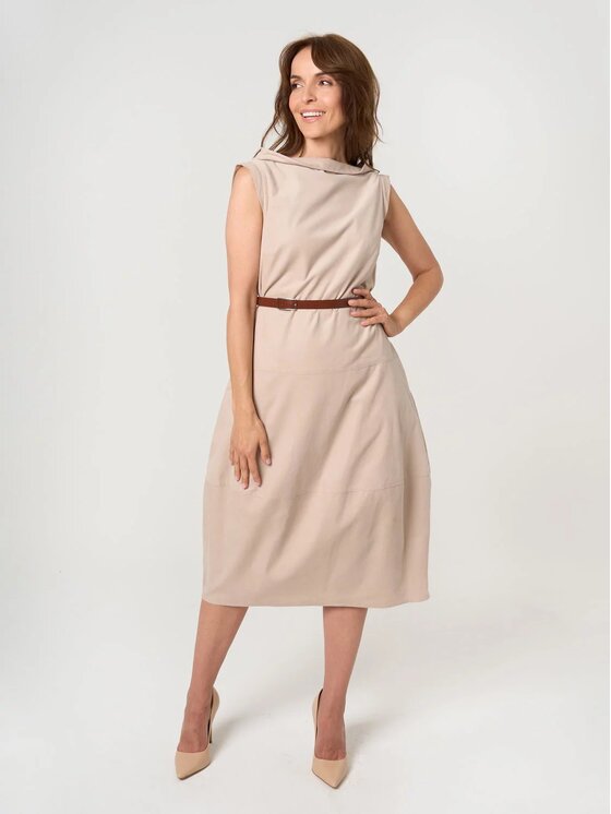 Willsoor Willsoor Sukienka codzienna 67973 Beżowy Regular Fit