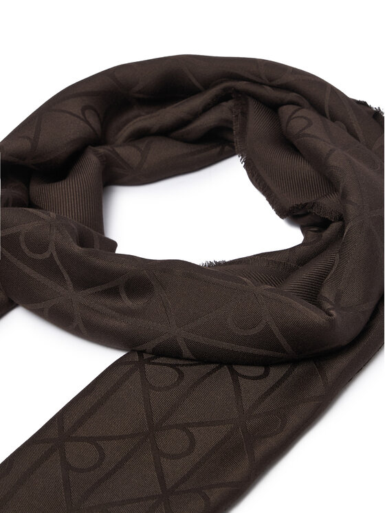 Calvin Klein Calvin Klein Πασμίνα Emblem Aop Glossy Tonal Scarf LV04F8096G Σκούρο καφέ