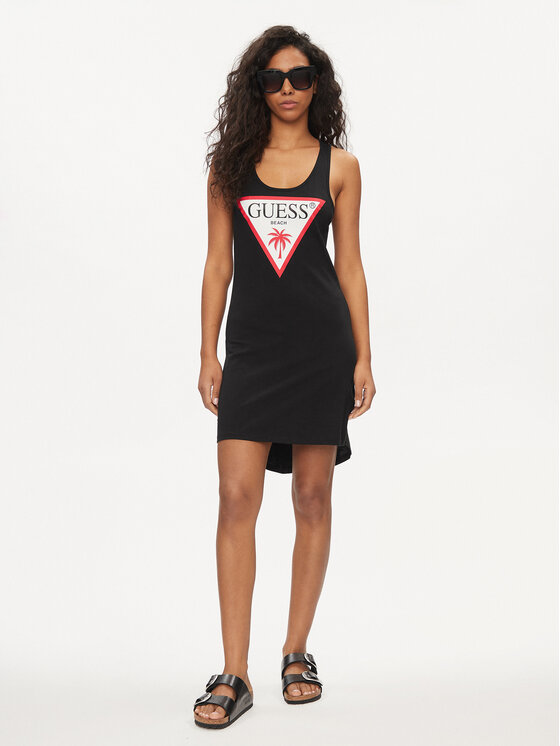 Guess Guess Rochie de plajă E3GP03 JA914 Negru Regular Fit