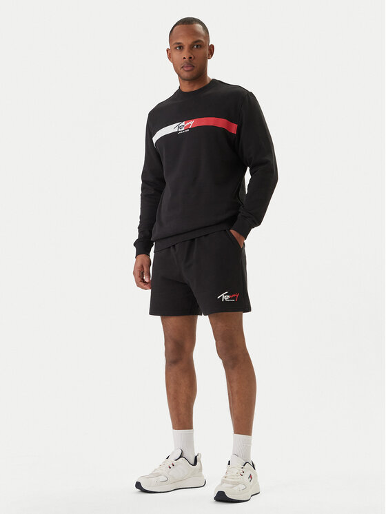 Tommy Jeans Tommy Jeans Sweatshirt Sign Stripe DM0DM23019 Schwarz Regular Fit