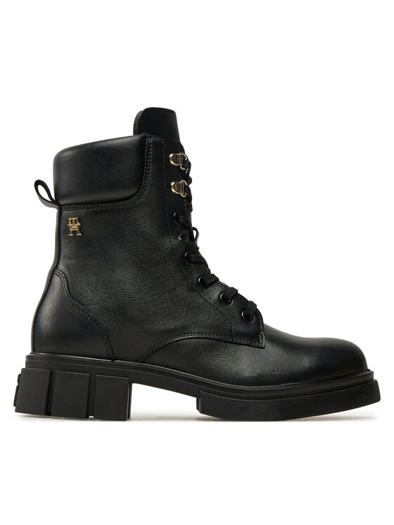 Tommy Hilfiger Tommy Hilfiger Planinarske cipele Lace-Up Biker Leather FW0FW08167 Crna