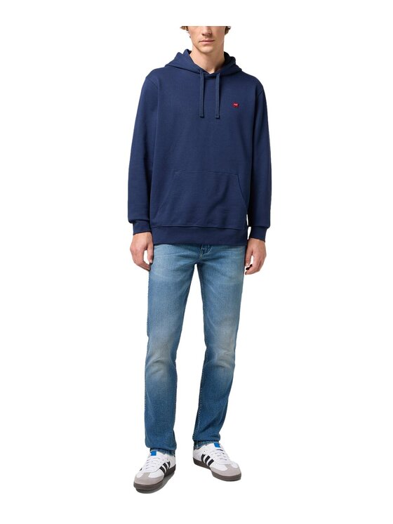 Wrangler Wrangler Felpa SIGN OFF HOODIE Blu scuro Regular Fit