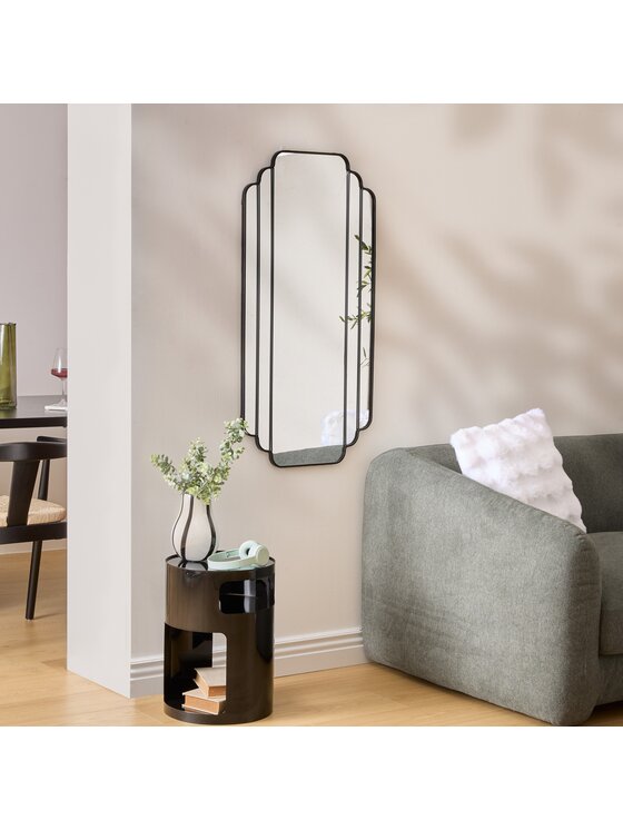 MIAhome MIAhome Lustro wiszące, metalowa rama, 50,5 x 100,3 cm Benedita Czarny