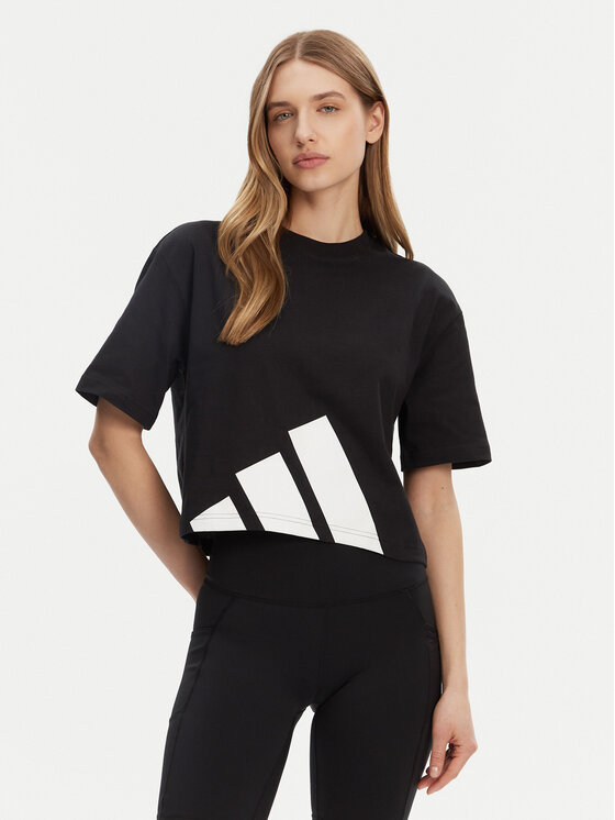 adidas adidas Tricou Essentials Big Logo Boyfriend JG8736 Negru Loose Fit