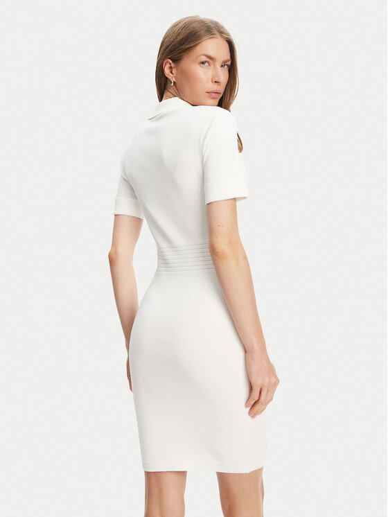 Guess Guess Trikotažinė suknelė W5YK29 Z0130 Balta Slim Fit