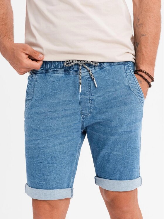 Ombre Ombre Szorty jeansowe OM-SRDS-0161 Niebieski Regular Fit