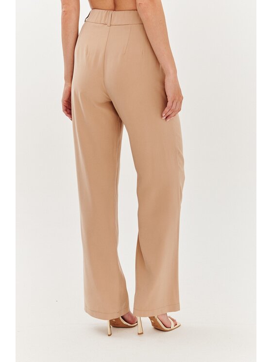 NAOKO NAOKO Kalhoty z materiálu Vintage Moccha Hnědá Regular Fit