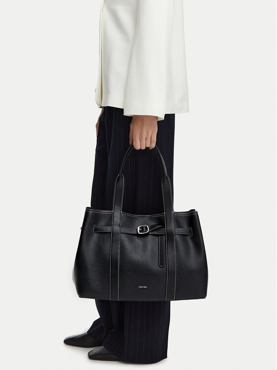 Calvin Klein Geantă Buckle Medium Work Tote LV04F3549G Negru