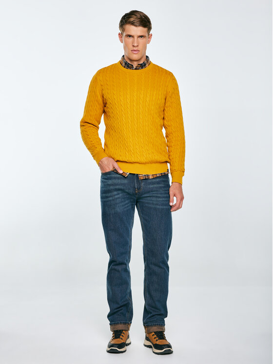 BIG STAR BIG STAR Sweter AMARIS Żółty Basic Fit
