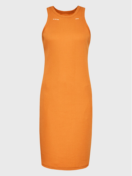 G-Star Raw G-Star Raw Kleid für den Alltag Engineered Rib D21384-C678-3014 Orange Slim Fit