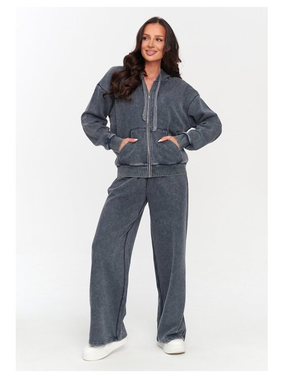 Makadamia Makadamia Dres C74 Granatowy Loose Fit