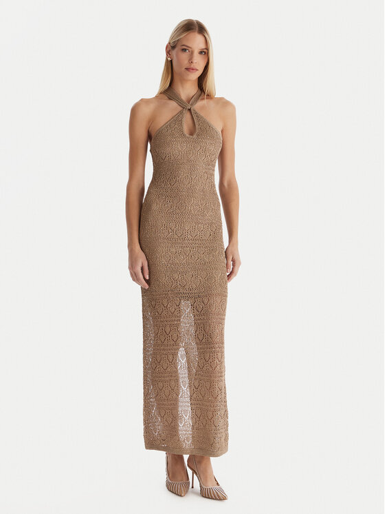Guess Guess Rochie tricotată W5YK48 Z37G0 Bej Slim Fit