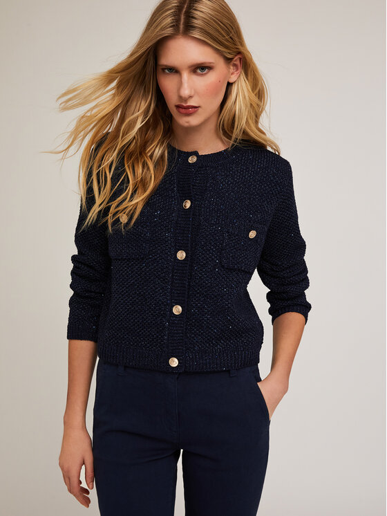 Motivi Motivi Cardigan M319W003402N034 Blu Regular Fit